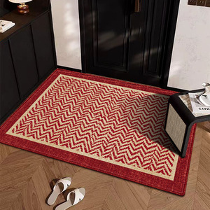 Tapis carré imprimé en imitation sisal fabriqué à la machine, élégant, antidérapant, en polyester, 1,5 mm d'épaisseur, style moderne et simple, tapis de sol, paillasson - Product Image 5