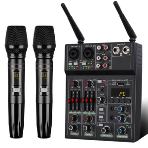 Mezclador de Audio Profesional de Alta Calidad con 2 Micrófonos Inalámbricos para Karaoke, Video e Iluminación - Product Image 1