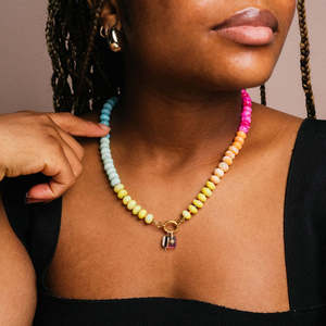 Handmade <strong>Boho</strong> Statement Jewelry Gold Plated Removable Pendant Choker Colorful Beaded <strong>Necklace</strong> - Product Image 3