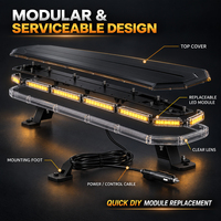Barre lumineuse d'avertissement LED extrêmement fine 74W, modulaire, ambre, clignotante, lumière d'urgence, étanche IP67, 12-24V, pour camion de chantier