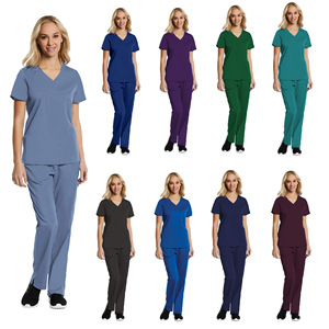 HZMNOI Women's V-Neck Scrub Set Moisture Wicking Elastic Hospital Uniforms For Medical Nursing Professionals - Product Image 1