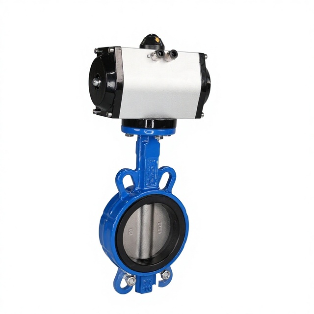 PN16 Seat EPDM Wafer Type Pneumatic Actuator Butterfly Valve for High Temperature Oil Water Gas Control