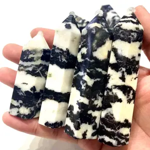 natural crystals healing stones White and black zebra Jasper points crystal tower for Gifts