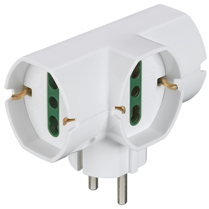 <b>Universal</b> Vertical Power <b>Adapter</b> White 2 Outlet <b>Plug</b> Splitter Extension Socket - Product Image 1