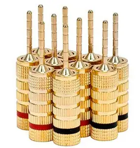 Cabletolink Gold Plated Speaker Pin Plugs Screw Type For Speaker Wire/Home Theater/Wall Plates