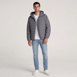 Veste d'hiver matelassée en toile personnalisée pour homme, col montant, logo sur le devant, vêtements d'extérieur - Product Image 1