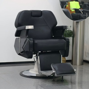 New Style High Quality <b>Vintage</b> Classic Black Stainless Steel Footrest Backrest Shave Barber <b>Chair</b> for Barber Shop - Product Image 2