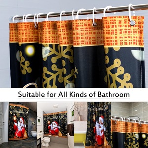 <b>Black</b> Santa Holding Ornament Polyester Shower Curtain Bathroom Curtain Digital Print Waterproof Custom Print Wholesale Modern - Product Image 3