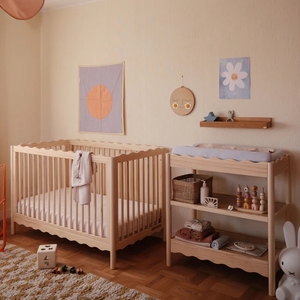 Cunas Modernas con Diseño de Ondas, 4 en 1, Convertibles en Cama para Niños Pequeños con Barandas de Seguridad - Product Image 3