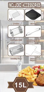 Household Hoffmans 15L Air Fryer 220V 2400W Visible Window Digital Control PTFE Non-Stick Stainless Steel Oven West Africa - Product Image 5