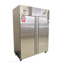 Réfrigérateur-congélateur vertical professionnel à 2 portes en acier inoxydable 201, double température, équipement de réfrigération pour la restauration hôtelière