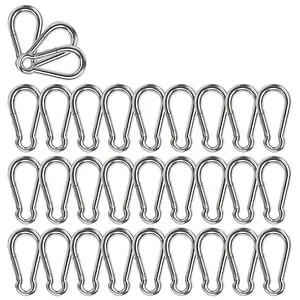 16 Pcs M6 Carabiner Clips 304 Stainless Steel Spring Snap Hooks,Heavy Duty Quick Link Locking Carabiner Clips For Climbing Cam