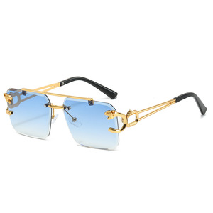 Lunettes de soleil vintage <span class=keywords><strong>tendance</strong></span> 2027 de haute qualité à double pont pour femme, lunettes de soleil de luxe en métal pour homme - Product Image 3