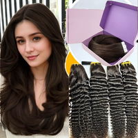 Extensiones de Cabello Chino Remy con Cinta Adhesiva, Lisas y Sedosas, Invisibles, Paquetes de Cabello Virgen Natural 100% Humano Remy