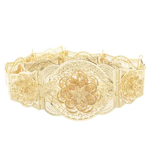 מושלם פרח צורת עיצוב חגורת שיק נשי שרשרת מותניים זהב צבע העבאיה בטן שרשרת זהב תכשיטי חגורה