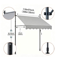 Auvent rétractable en alliage d'aluminium de 3,0 m, design moderne, à commande manuelle, imperméable et résistant au soleil, pour meubles d'extérieur