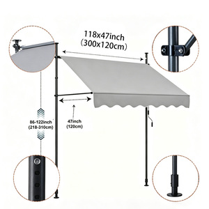 Tenda da Sole Retrattile in Lega di Alluminio da 3,0m, Design Moderno, Azionamento Manuale, Impermeabile e Resistente al Sole, <span class=keywords><strong>Tettoia</strong></span> per Arredamento Esterno - Product Image 6