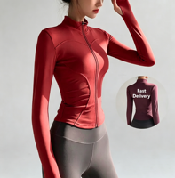 Veste de course légère à fermeture éclair intégrale JYN pour femme, coupe ajustée, idéale pour le yoga et le sport, avec trous pour les pouces, manteau d'entraînement hivernal