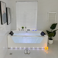 Icegalax Baignoire de luxe autoportante à jets de massage et à bulles d'air Baignoire spa en acrylique pour adultes