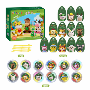 Kit de pâte à modeler à séchage à l'air pour enfants, - Thème animal, pâte à modeler magique DIY avec outils de sculpture et tutoriels - Product Image 1