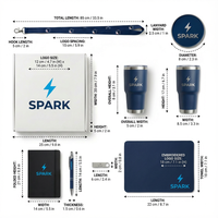 Ensemble cadeau d'entreprise personnalisé avec logo, carnet, gobelet isotherme, stylo métallique, clé USB, tapis de souris, kit pour l'intégration des employés