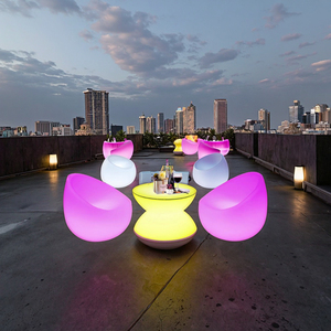 Cà phê cửa hàng Led đồ nội thất không thấm nước phát sáng chiếu sáng bãi biển Ngoài trời LED đồ nội thất bàn và ghế Bộ - Product Image 3