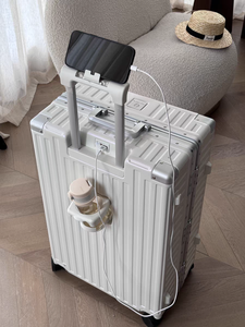 Custodia da viaggio multifunzione da uomo e donna con struttura in alluminio per PC valigia con portabicchieri USB con ricarica bagagli da <span class=keywords><strong>cabina</strong></span> valigia - Product Image 2
