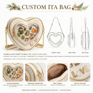 Customized Heart Purse Transparent PVC Window Chain Shoulder Ita Bag Badge Pin Collection <b>Cosplay</b> Daily Outing Handbag - Product Image 1