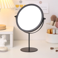 Offre Spéciale cosmétique noir et or rond bureau réglable rotatif métal petite Table maquillage miroir miroir Vertical