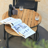 Conjunto de Sofás de Mimbre para Patio Exterior con Estructura de Aluminio Moderna OSMEN SPAIN, con Mesa de Centro de Teca Sólida para Jardín, Patio Trasero o Terraza