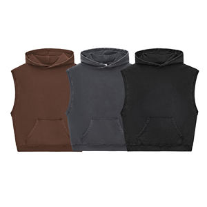 Oversized Boxy Streetwear Chaleco para hombre 350GSM Heavyweight Washed Hooded Camiseta sin mangas Cross-Border - Product Image 2