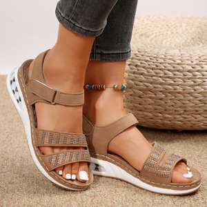 Nouvelles sandales compensées à plateforme à semelle épaisse pour femme, grande taille, en PU, à enfiler, collection été 2026 – Stock direct fabricant - Product Image 3