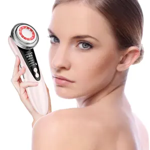 Venta al por mayor máquina de belleza masajeador de belleza facial con calefacción luz roja y azul portátil y mini fácil de usar masajeador facial
