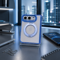 Étui de téléphone magnétique rotatif 2 en 1 RUITE, coque transparente en PC et TPU antichoc avec support anneau pour iPhone Duo