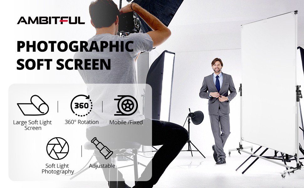 Pro Studio Solutions Adjustable Direction 150x200cm Collapsible Sun Scrim, Diffuse & Silver Black Reflector Kit with Wheel