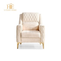Canapé de style italien très simple, fauteuil pour salon, canapé en cuir Luna 2 pièces, ensemble moderne pour salon en ivoire