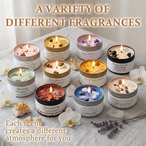 2 bougies de protection et de manifestation de la loi de l'attraction |   Bougie parfumée en cire de soja Sage Each 3 oz/total 6 oz avec cristal doré - Product Image 6