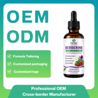 Gouttes de berbérine à marque privée avec cannelle et chardon-Marie, supplément liquide de berbérine sans alcool, soutien immunitaire, service OEM