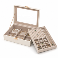 Boîte à bijoux en cuir PU blanc crème multicouche, plusieurs tailles, organiseur de bijoux, rangement pour bagues, colliers, montres