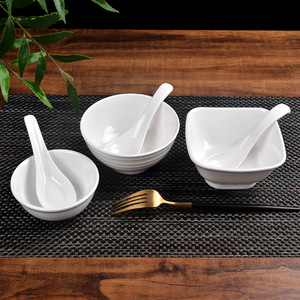 Fabricante vende vajilla de melamina, tazones de plástico, tazones para sopa, tazones blancos A5 para arroz, tazones para comida rápida de hotel y cantina, de 4.5 pulgadas. - Product Image 1