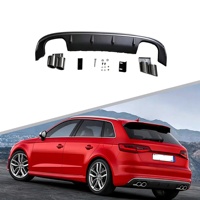 Diffuser Belakang Model S3 untuk Audi A3 8V 2017-2019 S Line Sedan Sportback dengan Empat Ujung Knalpot