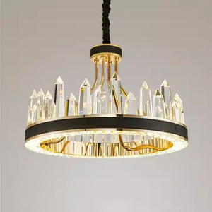 Zeal Lighting Modern Round <b>Pendant</b> <b>Lights</b> Living Room Modern <b>Gold</b> <b>Black</b> Chandeliers with Crystal - Product Image 1