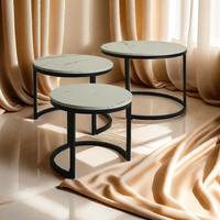 Ensemble de table basse gigogne moderne petite extrémité latérale ronde en bois MDF ensemble de nid 3 pièces table basse pour meubles de salon