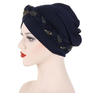 Nouveau Style Musulman Sequin Bicolor Tresse Chapeaux Turban Casquettes Polyester Intérieur Hijabs Bonnet Pour Les Femmes - Product Image 6