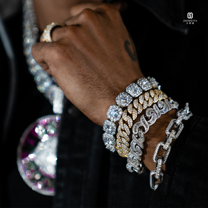 Colar masculino vvs <span class=keywords><strong>moissanite</strong></span>, colar personalizado de 18mm 16mm <span class=keywords><strong>13mm</strong></span> ouro banhado zircão cobre prata diamante gelado corrente ligação cubano - Product Image 4