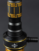 Set Hookah Shisha Aluminium Alloy Medium Berlapis Oksida MR. TOM |   Narghile Desain Kunci Yunani Hitam Matte dengan Alas Kaca, Grosir OEM