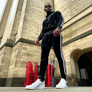 <b>Mens</b> <b>Velour</b> <b>Tracksuit</b> Set With Hooded Zip Jacket Contrast Stripe Jogger Pants Premium Casual Sportswear Manufacture - Product Image 1