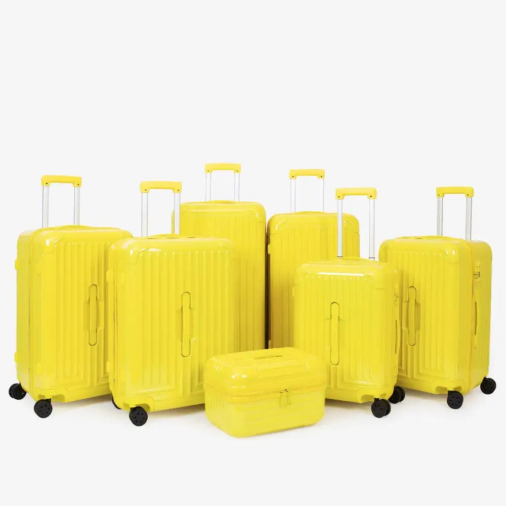 24 "26" 28 "30" Cheap ABS PC casca dura 7 pcs terno caso bagagem define OEM alumínio bagagem venda quente pc bagagem