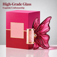Flacon de parfum vide avec design d'ailes de papillon 3D, 80 ml, flacon en verre cosmétique rose fantaisie pour l'emballage de parfum