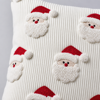 Housse de coussin de Noël personnalisée matelassée Père Noël, broderie, housse de coussin décorative en polaire blanche pour canapé, vente en gros